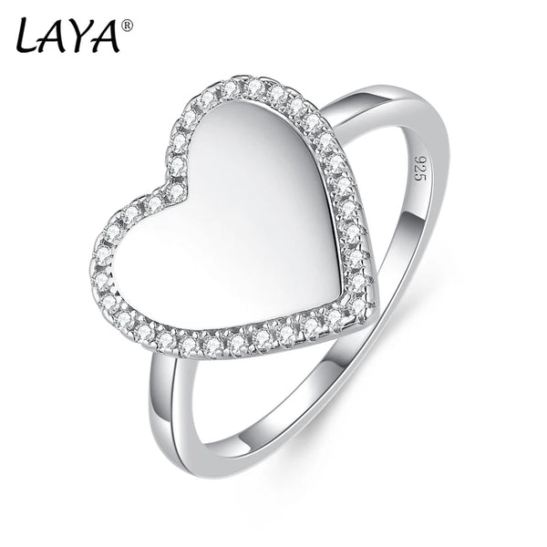 925 Sterling Silver Heart Shaped Finger Ring for Women