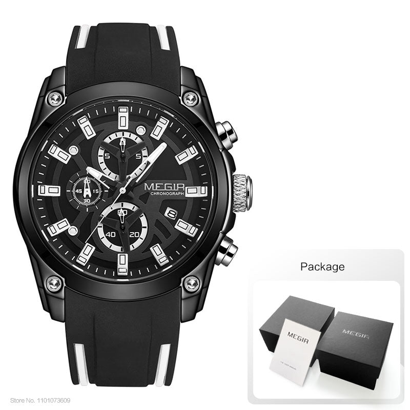 Stainless Steel Blue Silicone 24H Luminous Sport Watch for Men