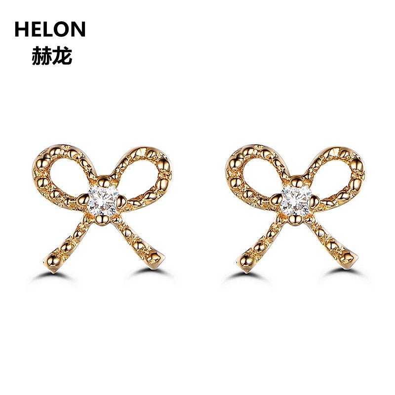 14k Yellow Gold Cubic Zirconia Stud Earrings for Women