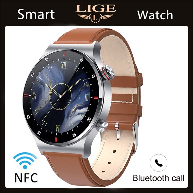 NFC Bluetooth Smart Watch with HD Screen, Sport Bracelet, Waterproof, Custom Watch Face for Men