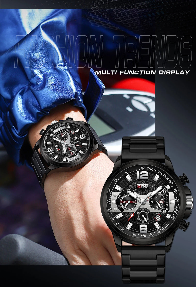 Stainless Steel Luxury Fashion Luminous Quartz Calendar Watch for Men