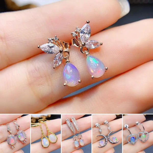 S925 Sterling Silver Natural Opal Earrings
