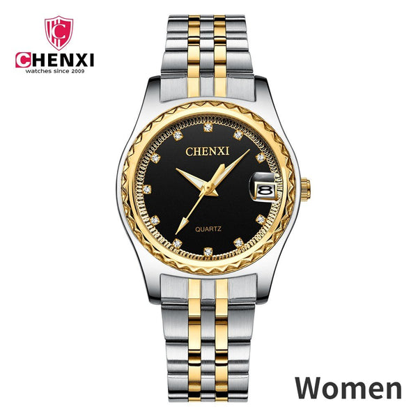 Steel Full Steel Business Quartz Waterproof Wrist Watches for Couple