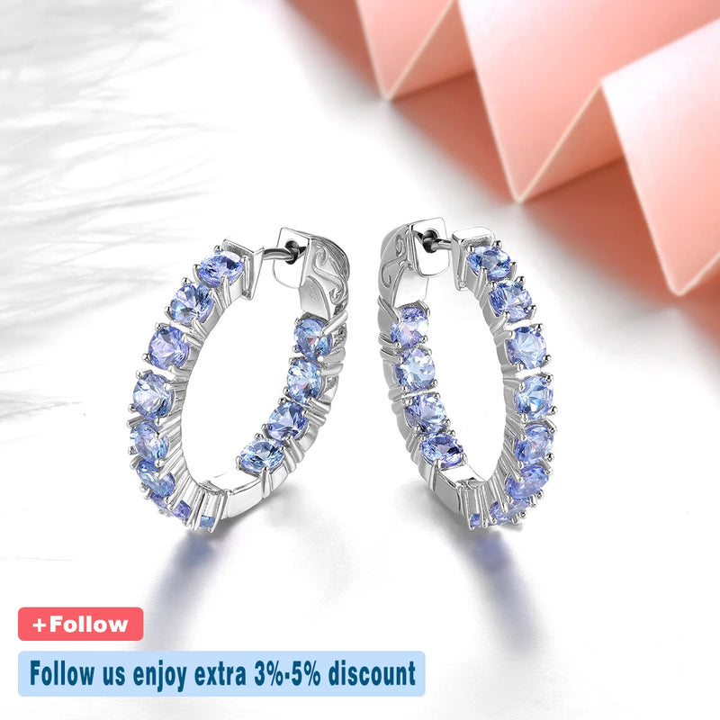 Sterling Silver 4.3 ctw Tanzanite Clip Earrings for Women