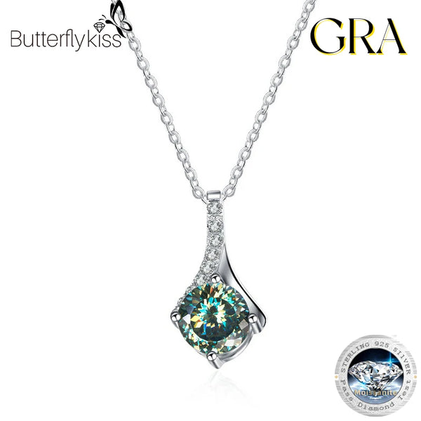 S925 Sterling Silver 1 ctw Moissanite Pendant Necklace for Women