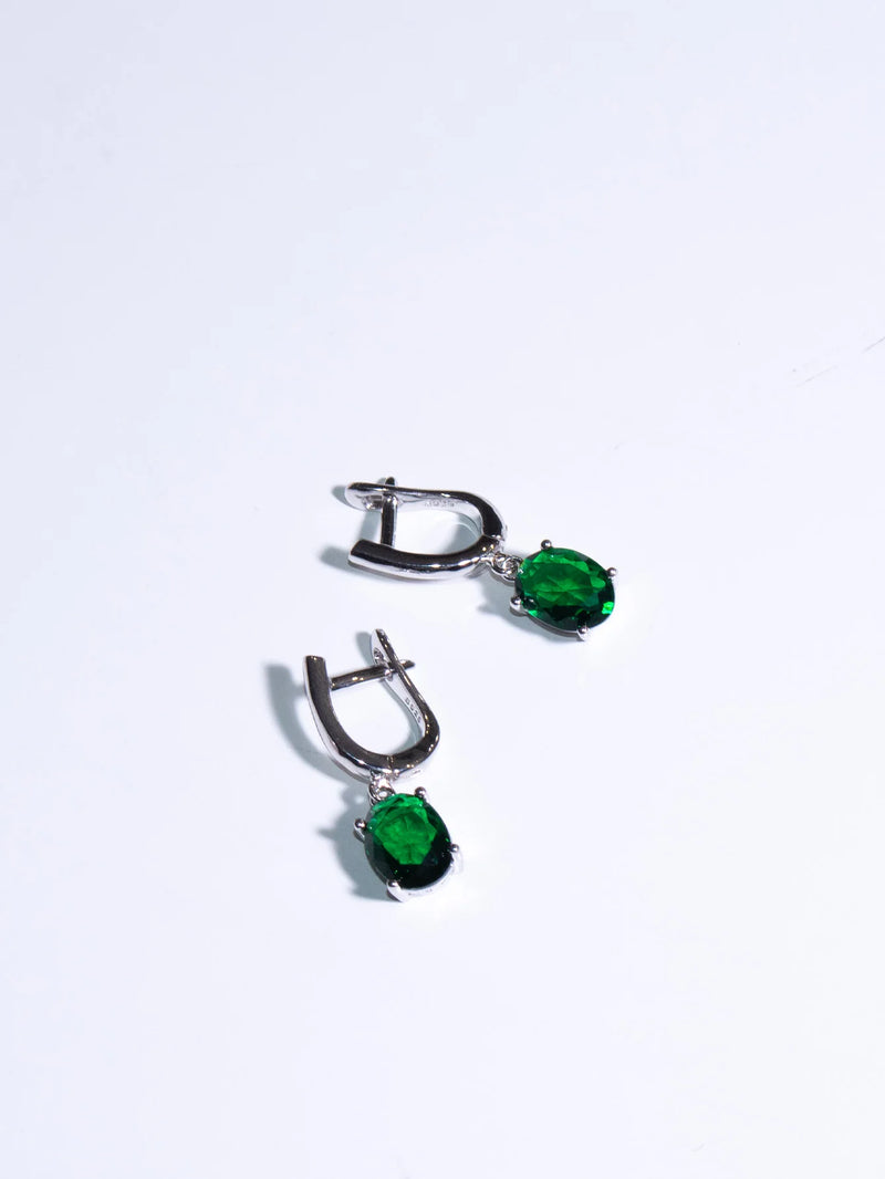 Sterling Silver Emerald Oval 7x9mm Clip Earrings for Women