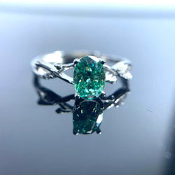 925 Sterling Silver 1.00ct Green Moissanite Diamond Ring for Women