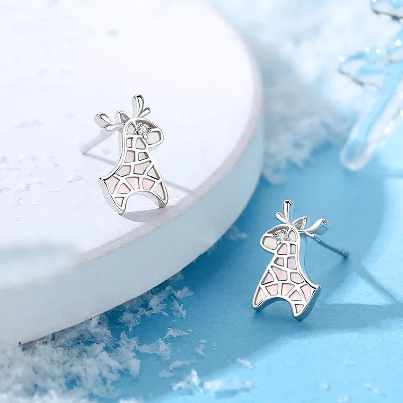 925 Sterling Silver Elk Stud Earrings for Women