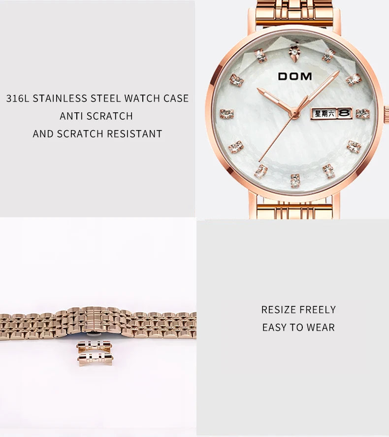 Stainless Steel Diamonds Watchband Wrist Watch for Women