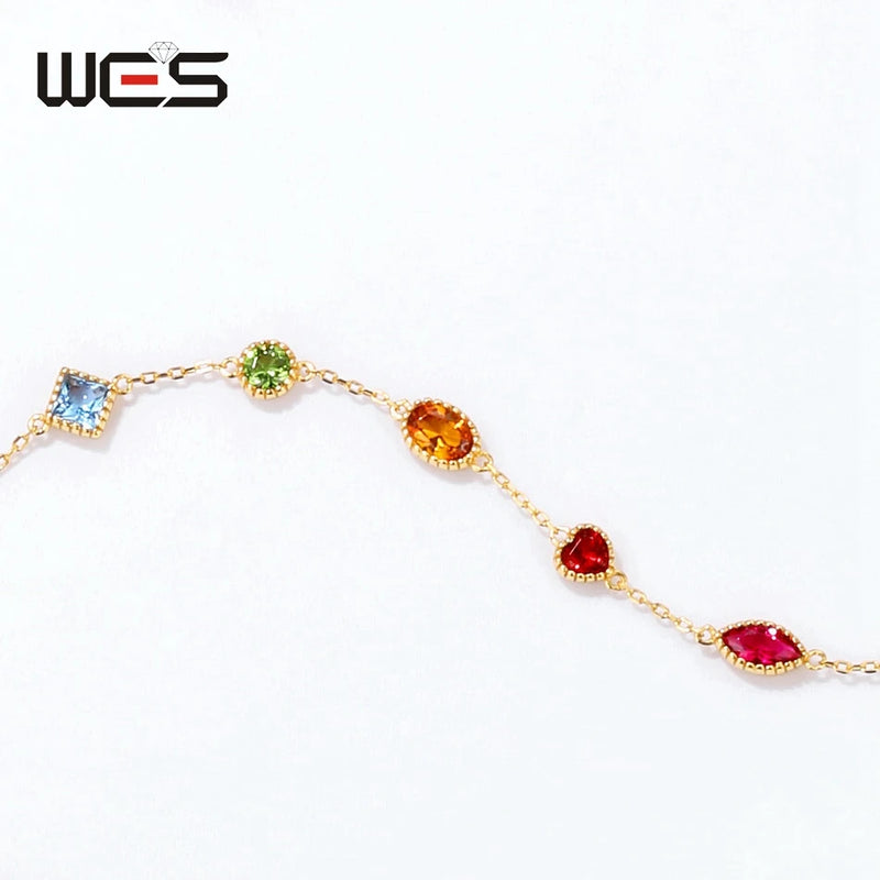 Sterling Silver Rainbow Zircon Bracelet for Women.