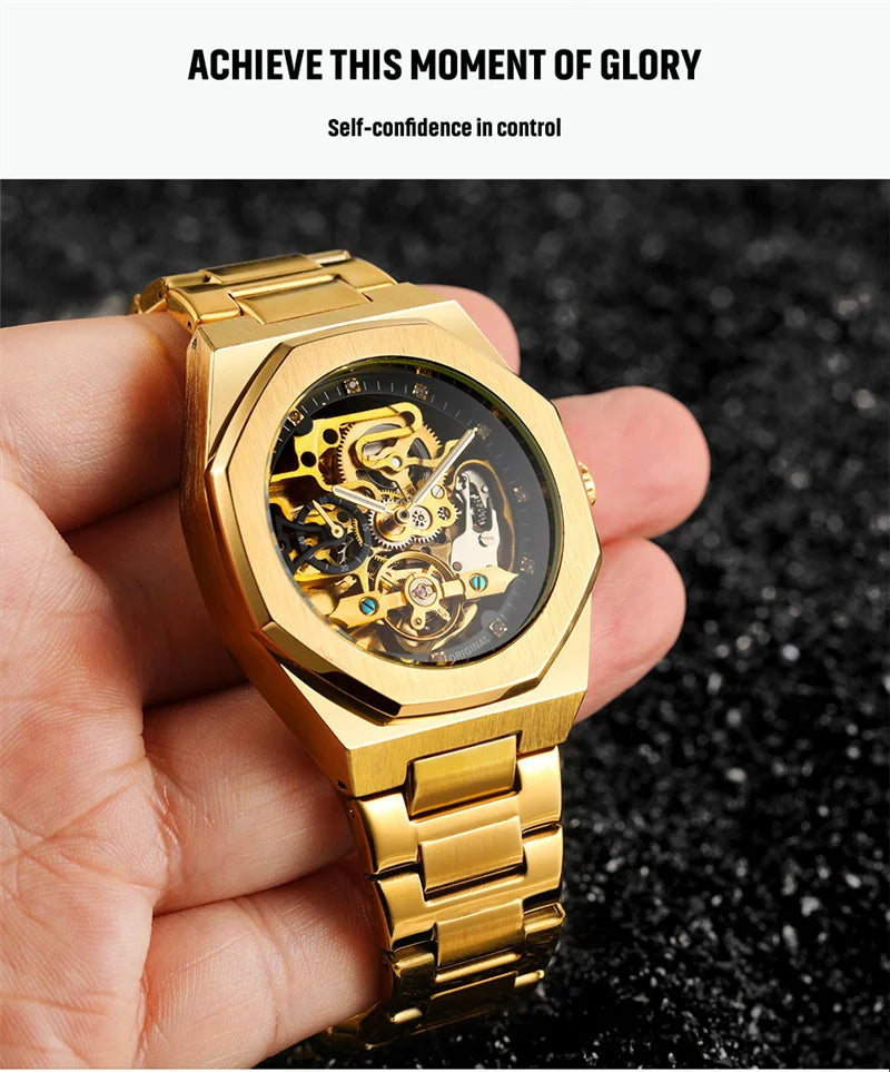 Stainless Steel Automatic Mechanical Military Sports Watch for Men