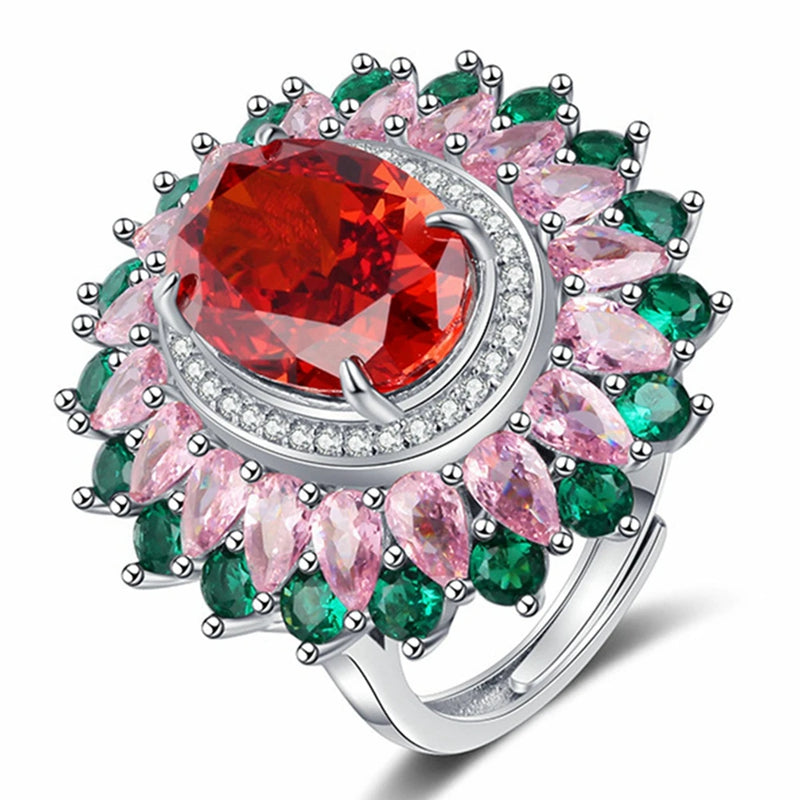 Sterling Silver Ruby & Diamond Ring for Women