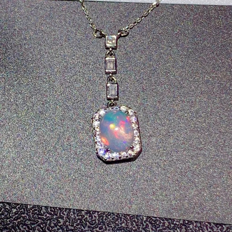 Sterling Silver Natural Opal Pendant for Women