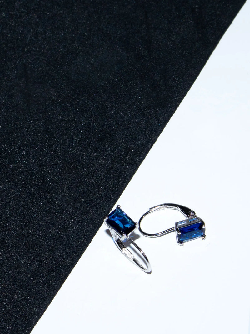 Sterling Silver Sapphire Blue Clip Earrings for Women