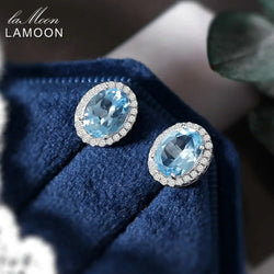 925 Sterling Silver Blue Topaz Earrings for Women