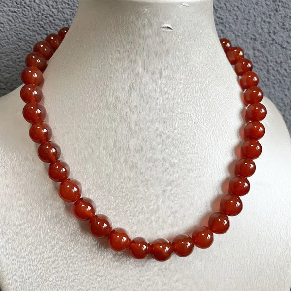 925 Sterling Silver Red Agate Choker Necklace for Women