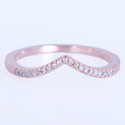 14K Rose Gold Curved Wedding Band with Natural Diamond