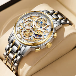 Stainless Steel Quartz Watch with Date Chronograph for Men