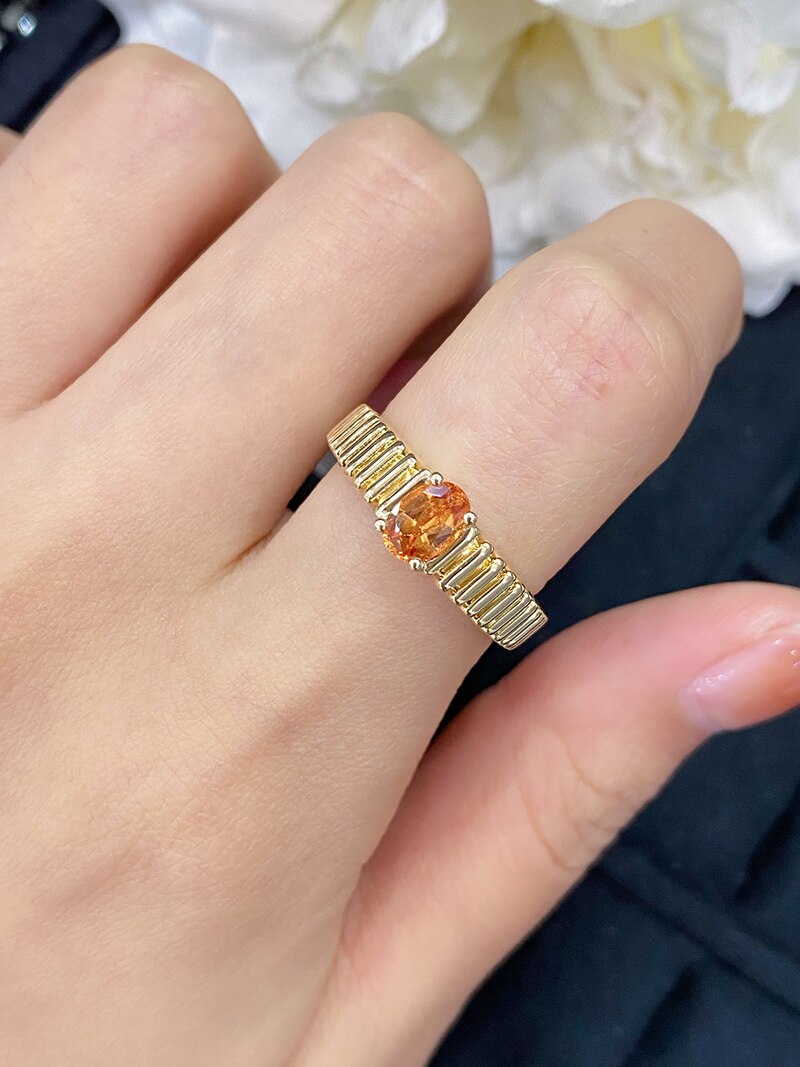18K Yellow Gold Spessartite Ring for Women