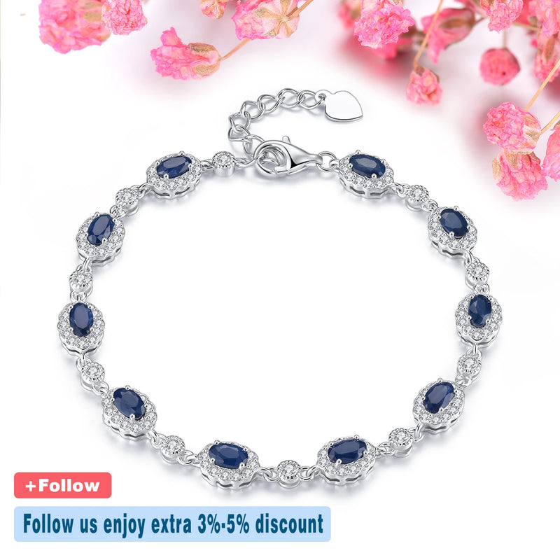 Sterling Silver Natural Blue Sapphire Bracelet 2.50 ctw for Women