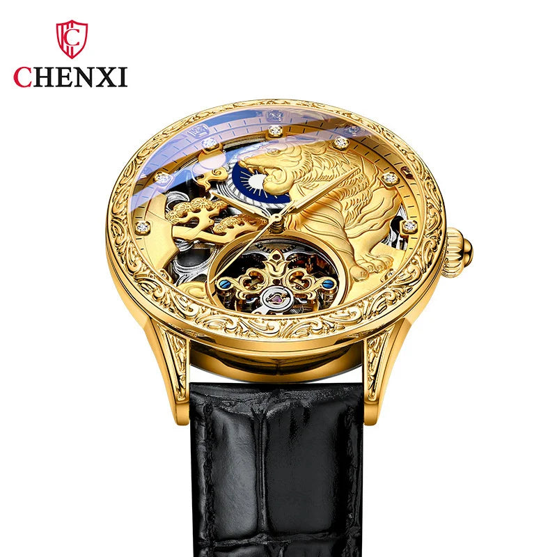 Gold Automatic Skeleton Watch for Men