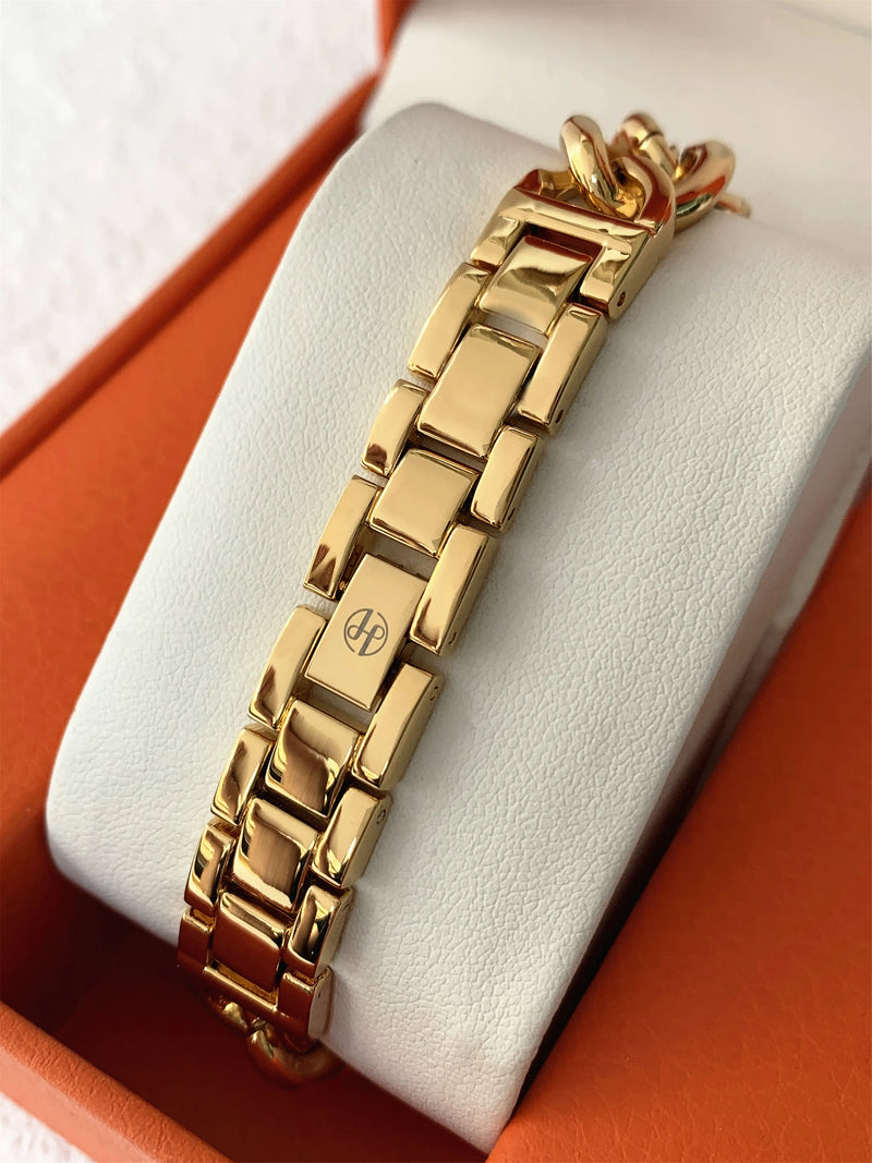 Elegant Gold Stainless Steel Women's Quartz Wristwatch