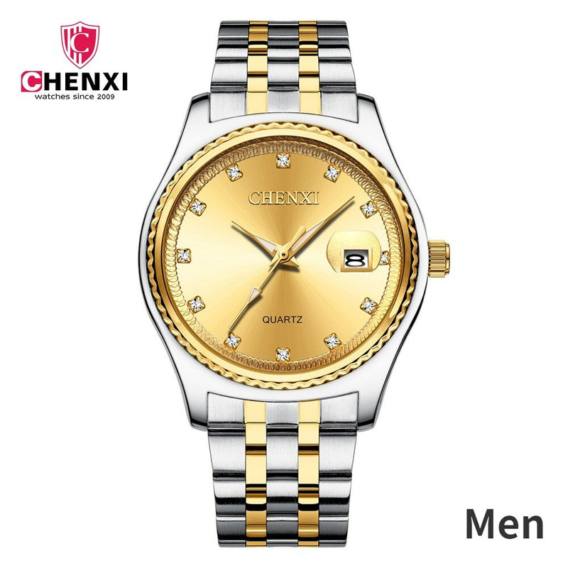 Steel Full Steel Business Quartz Waterproof Wrist Watches for Couple