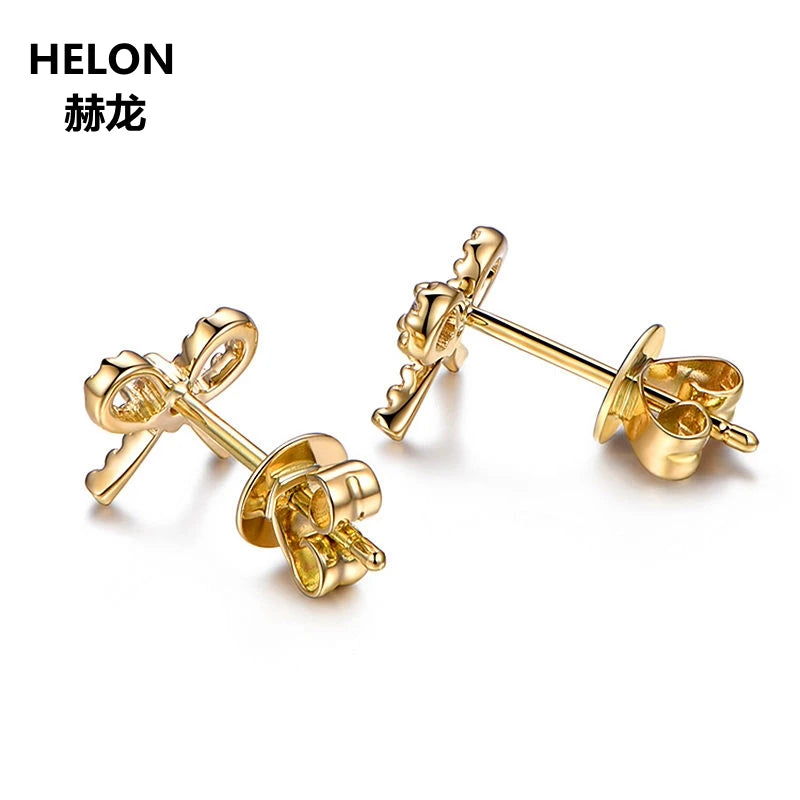 14k Yellow Gold Cubic Zirconia Stud Earrings for Women