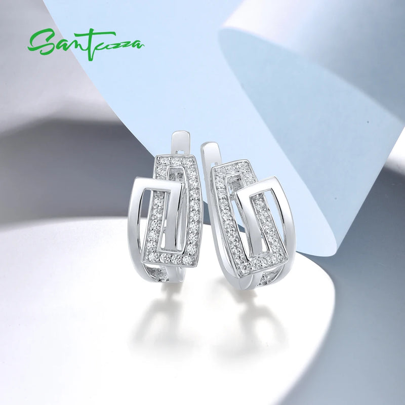 Sterling Silver Earrings with Cubic Zirconia for Women