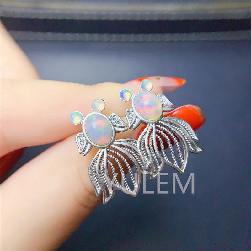 Silver Opal Earrings for Women