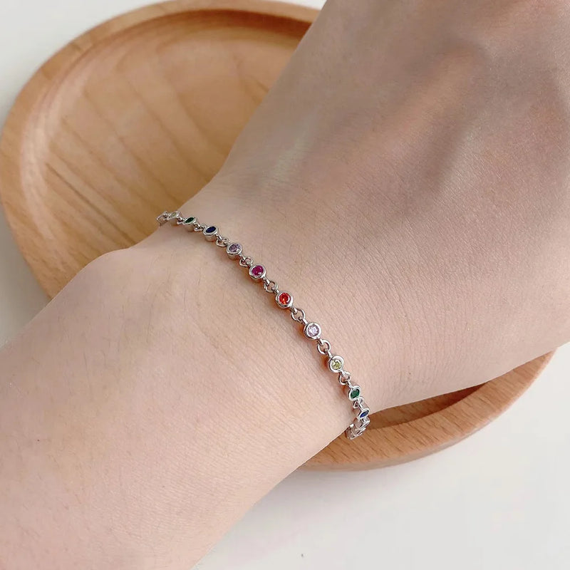 Sterling Silver Macaron Zircon Bracelet for Women