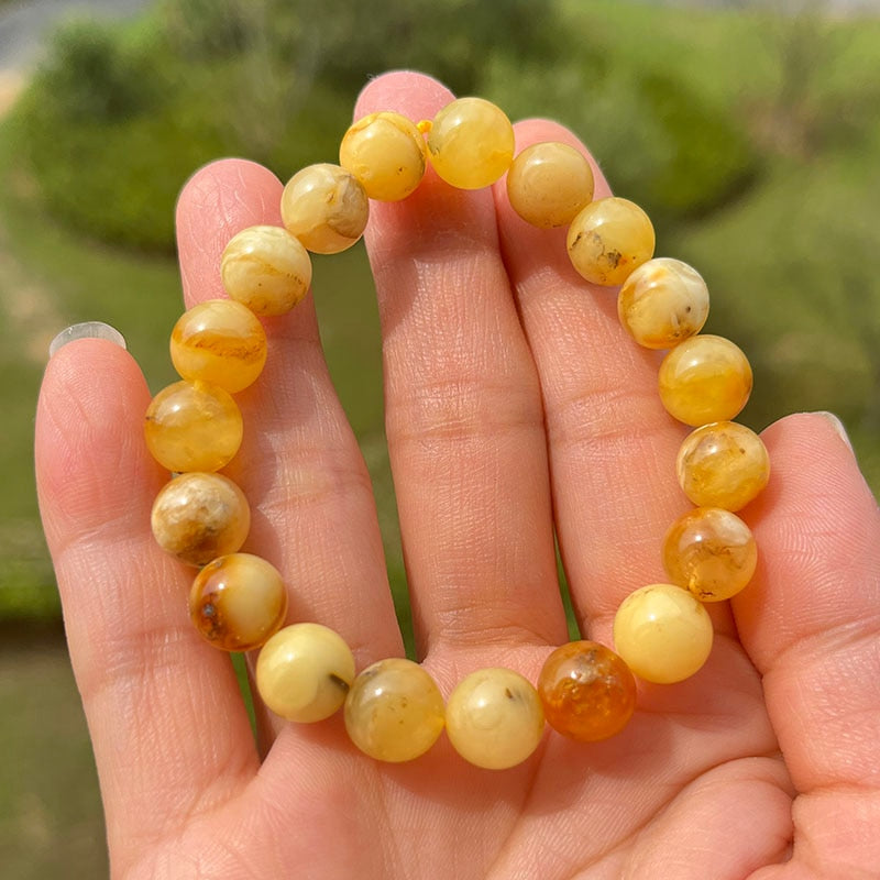 Sterling Silver Natural Amber Bracelet for Unisex