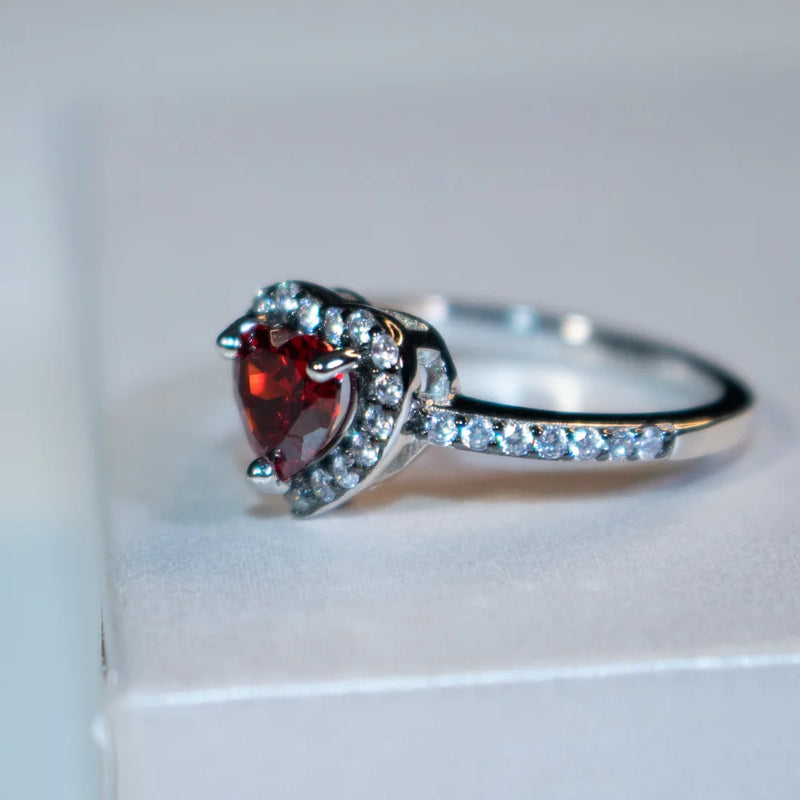 Silver 925 Garnet Ring for Women