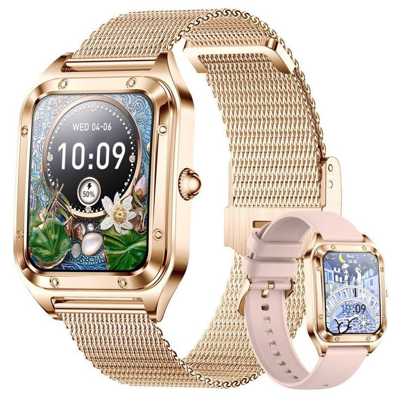 Stainless Steel 1.57 inch Fashion Smart Watch with Health Monitoring and Music for Women