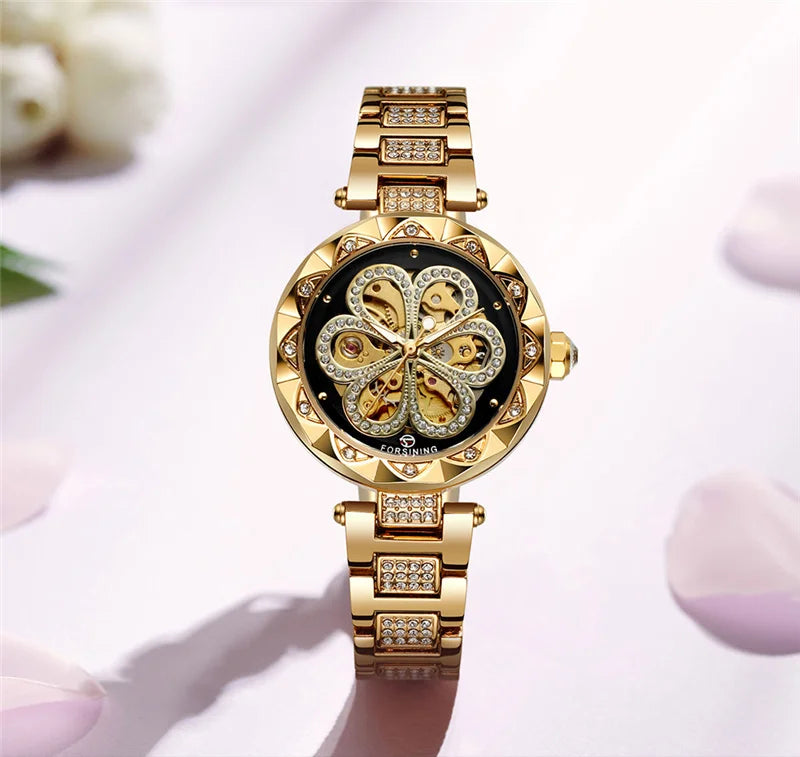 Stainless Steel Flower Swiss-Made Watch for Lady