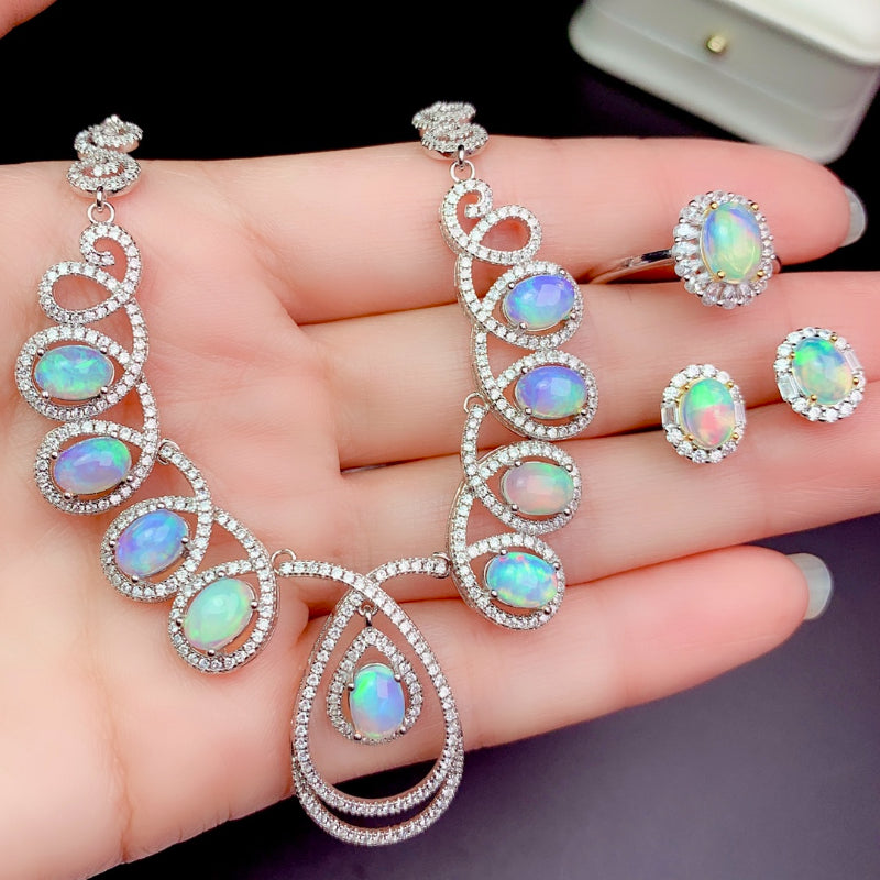 925 Silver Opal Gemstone Set for Women