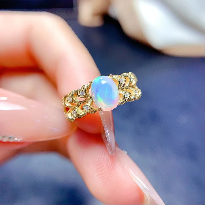 925 Sterling Silver Opal Ring for Women