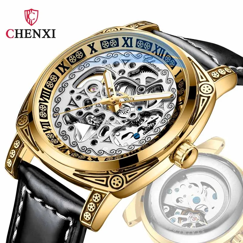 Stainless Steel Skeleton Design Automatic Luminous Men's Watch