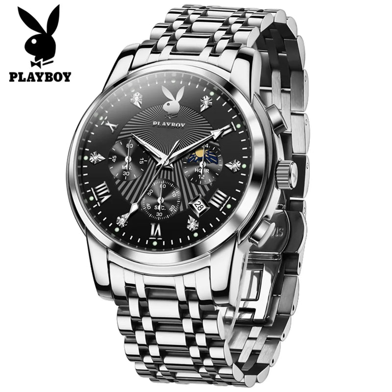 Stainless Steel Multifunction Watch for Men