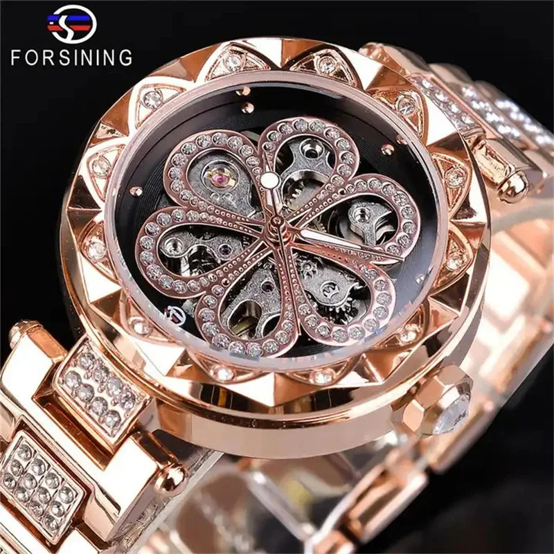 Stainless Steel Flower Swiss-Made Watch for Lady