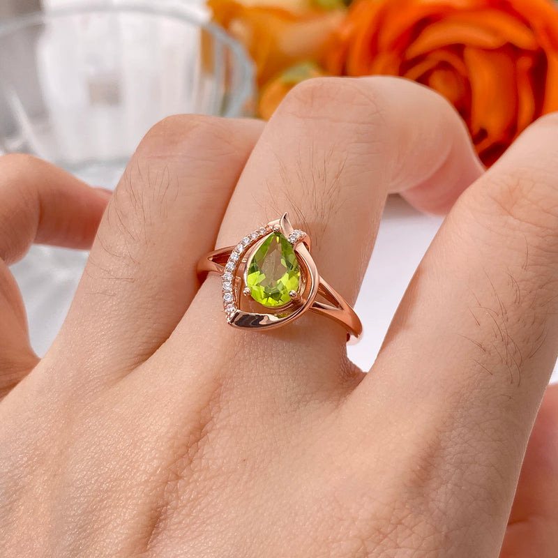 Sterling Silver Pear Cut Amethyst, Peridot, Garnet, Topaz, and Citrine Gemstone Ring for Women