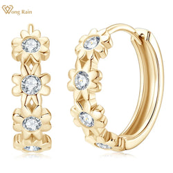 925 Sterling Silver VVS1 Moissanite Flower Hoop Earrings for Women