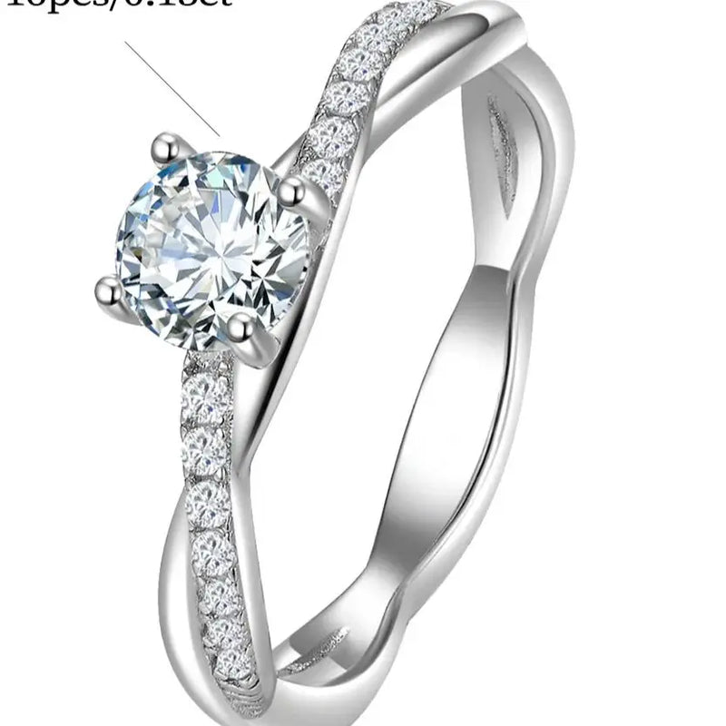 Sterling Silver 0.50 Carat Moissanite Twist Arm Ring for Women