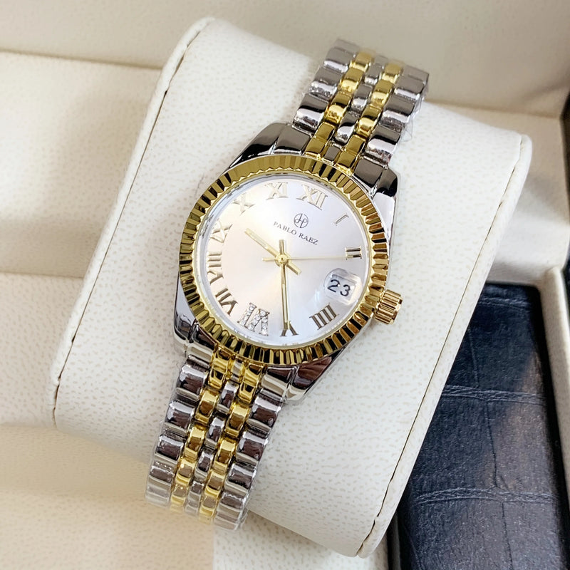 Luxury Oyster-Style Women's Designer Watch with Date Feature & Gold Finish