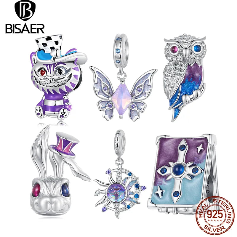 Sterling Silver Rabbit, Butterfly, Owl, Cat Charm Beads for Women