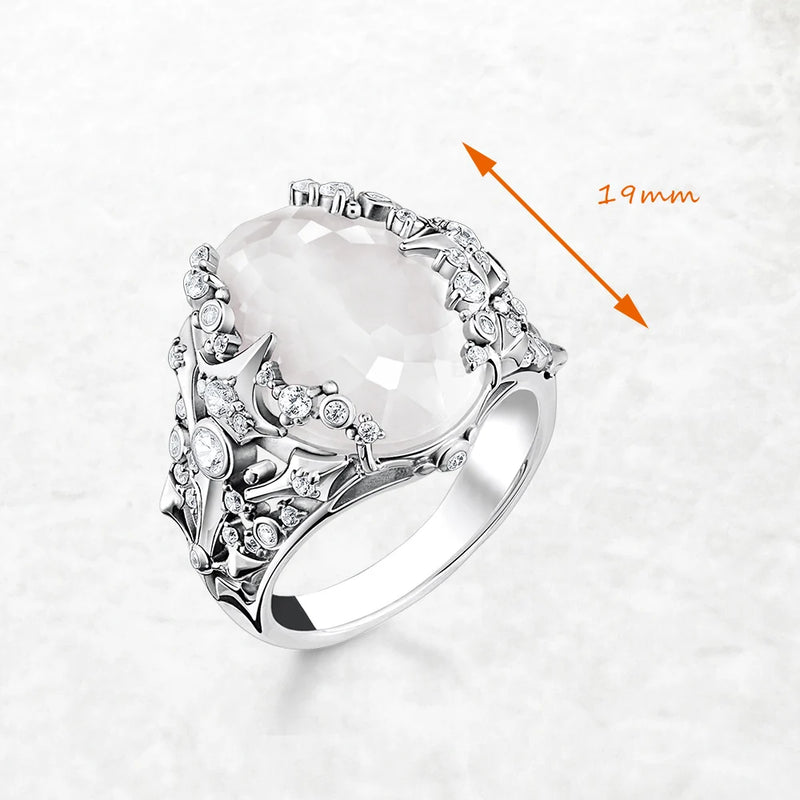 925 Sterling Silver Oval Stone Cocktail Ring For Women