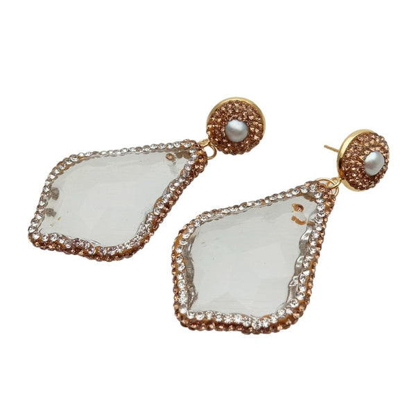 YYING Female Clear Glass Drop Earrings Stone Earrings Crystal Long Dangle Earrings For Women Girls