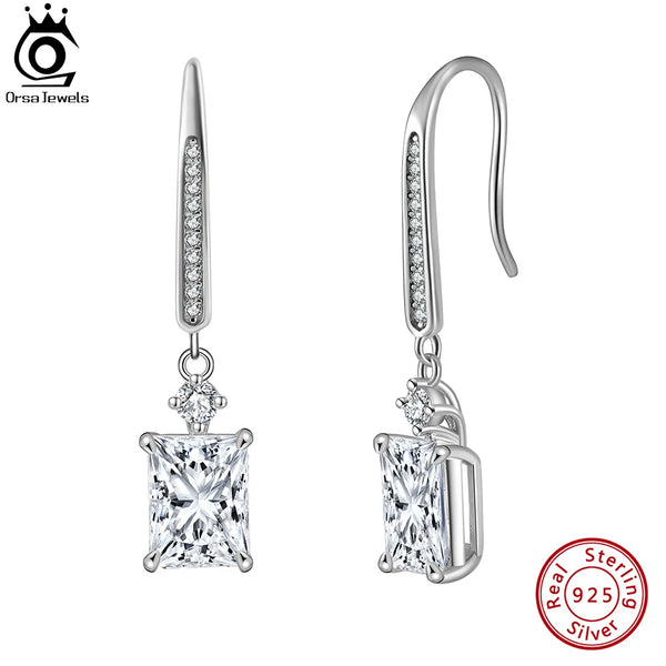 Sterling Silver Cubic Zircon Dangle Earrings for Women