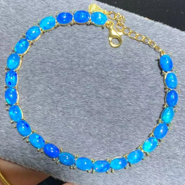 Sterling Silver Blue Opal Bracelet