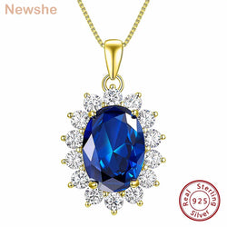 18K Gold 925 Silver Created Ruby and Sapphire Pendant with Black CZ Necklace for Women